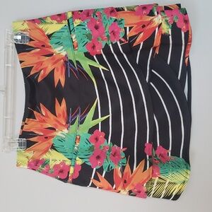 Lucky In Love Skort Womens M Tennis Tiered Skirt Tropical Floral Stripe